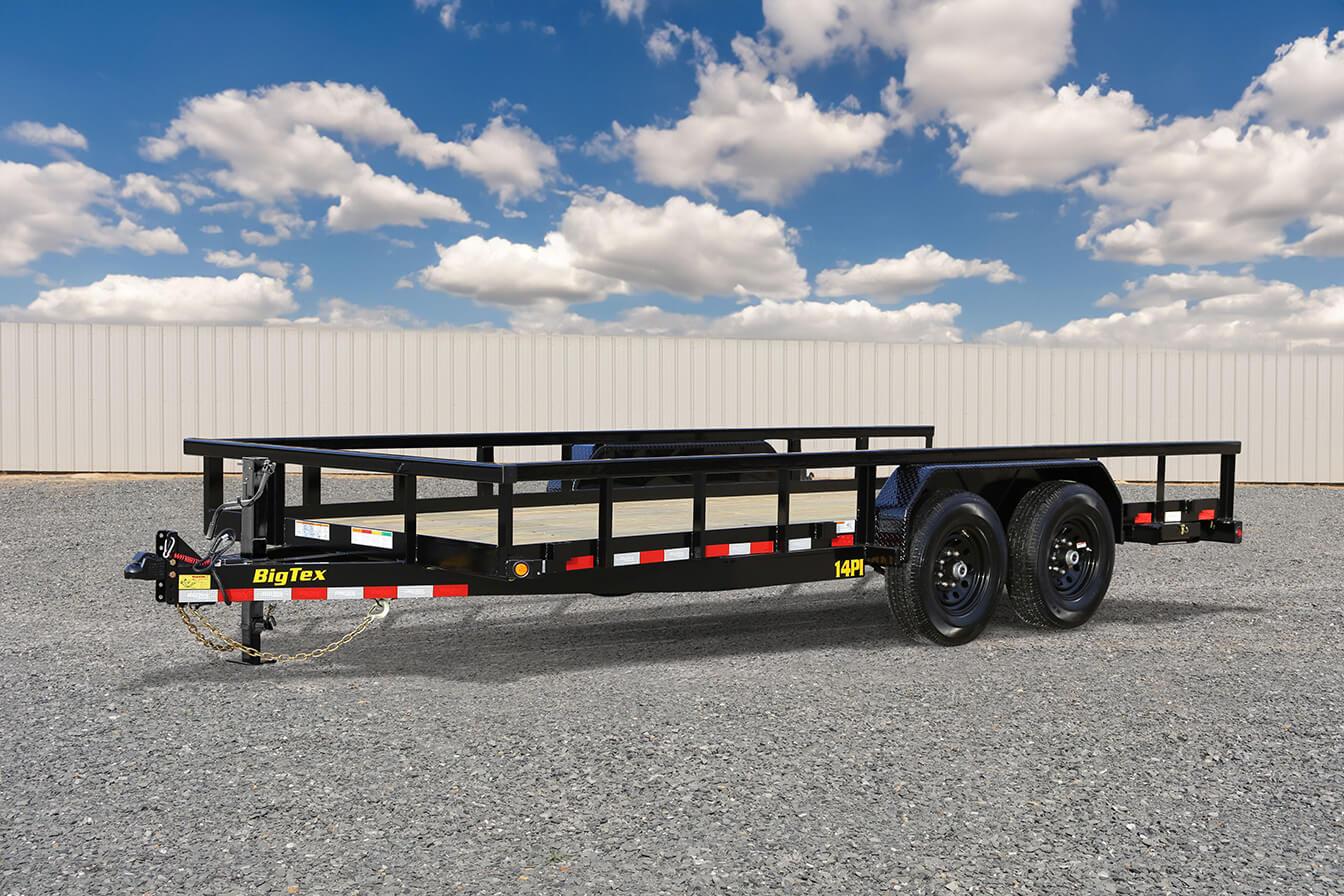 2024 Big Tex 14PI – Heavy Duty Tandem Axle Pipe Top Utility Trailer 83”x 16’ w/ 4’ slide out ramps, spare tire mount, dual brake axles image 1