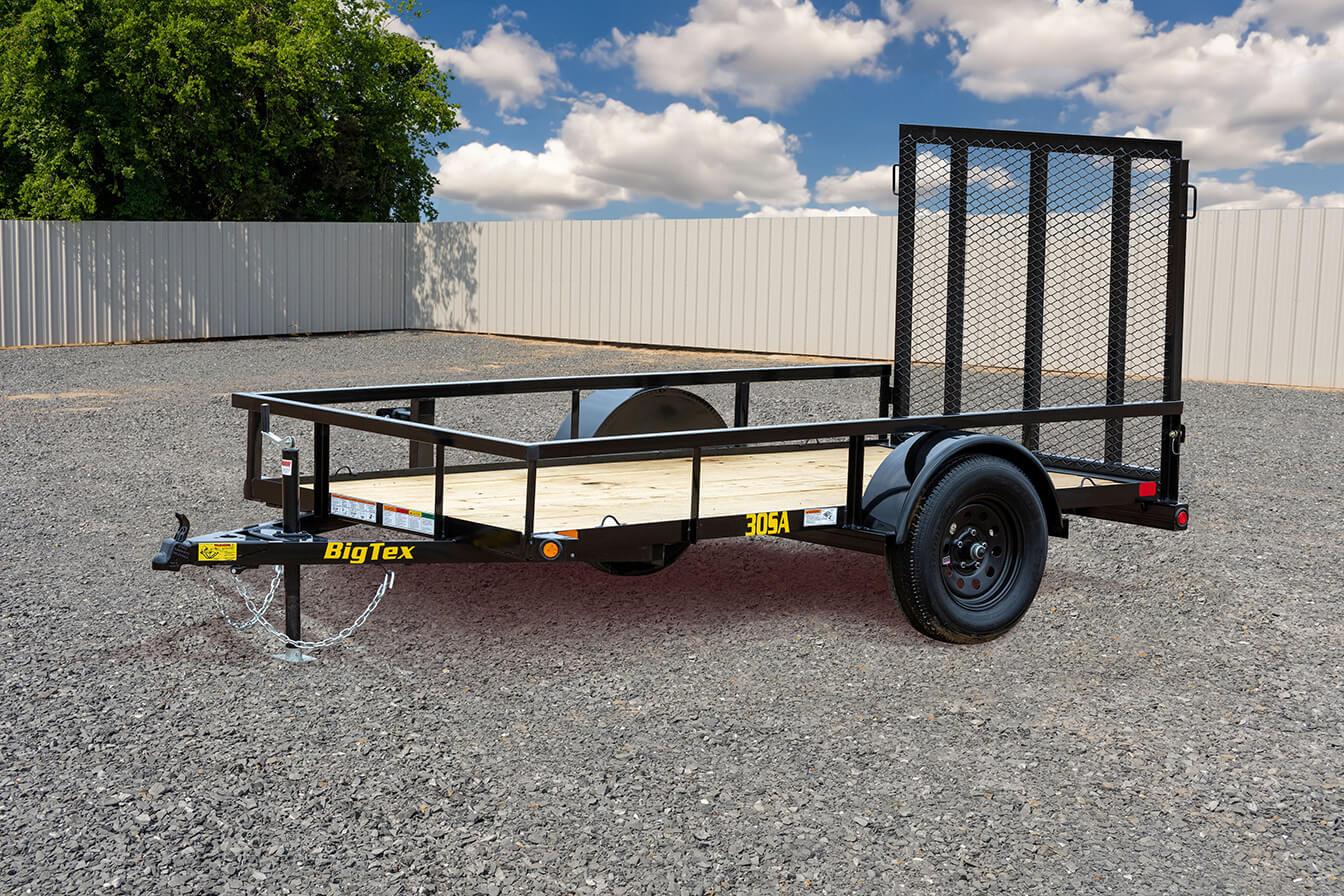Big Tex 30SA 60”x8’ 2990# GVWR Single Axle Pipe Top Utility Trailer w/ 4’ Spring Assisted Ramp Gate, Spare Mount, and 1 idler axle. image 2