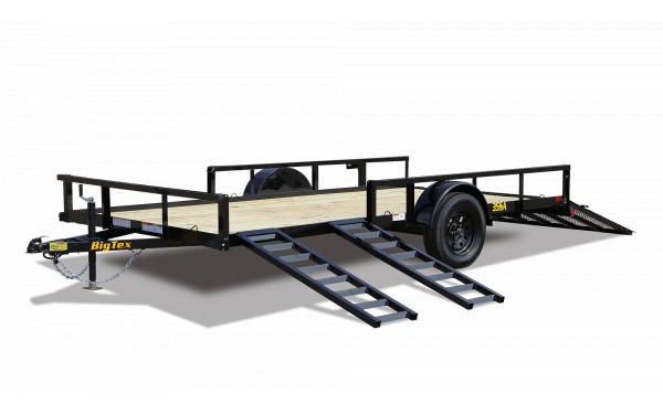 Big Tex 35SA-14RSX ATV Trailer with Side Load 83”x 14’ w/ a 4’ dual spring assisted ramp gate, side load ramps #10077 image 3