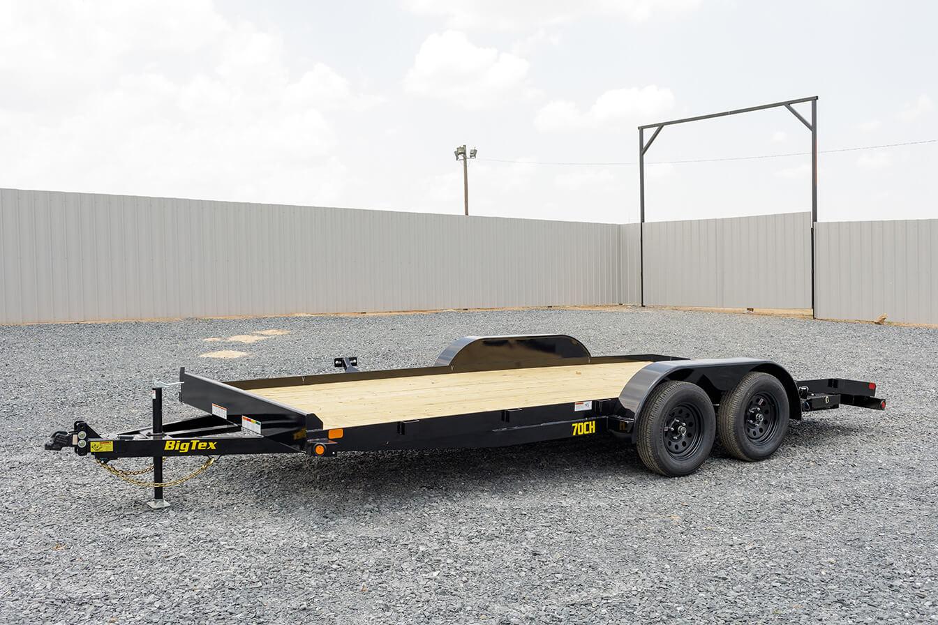 Big Tex 70CH 7K TAND CAR HAULER 83″x18 ADJ COUP,DT,4SIR,SPMT,BRK2,BK image 0