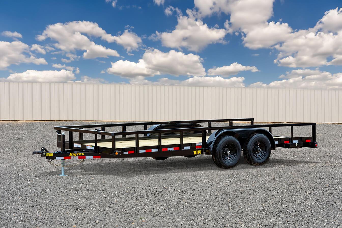 2024 Big Tex 10PI – Pro Series Pipe Top Tandem Axle Utility Trailer 83”x 20’ w/ 4’ slide out ramps, spare tire mount, and dual brake axles image 1