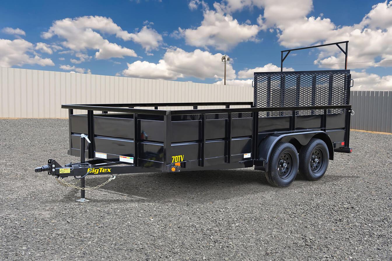 2024 Big Tex 70TV – 83″ x 16′ Tandem Axle Landscape Trailer w/ 4′ spring assisted ramp gate, spare tire mount, brakes image 0