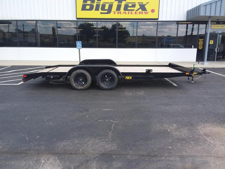 2022 Big Tex Tandem Axle Car Hauler 83”x 18’ w/ 4’ slide out ramps, spare tire mount, brakes. image 0