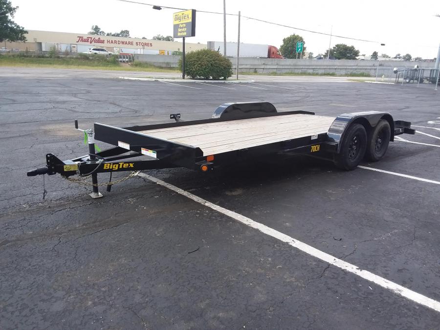 2022 Big Tex Tandem Axle Car Hauler 83”x 18’ w/ 4’ slide out ramps, spare tire mount, brakes. image 1