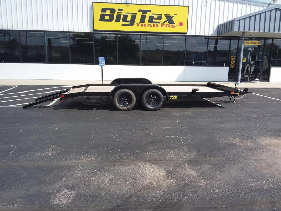 2022 Big Tex Tandem Axle Car Hauler 83”x 18’ w/ 4’ slide out ramps, spare tire mount, brakes. image 2