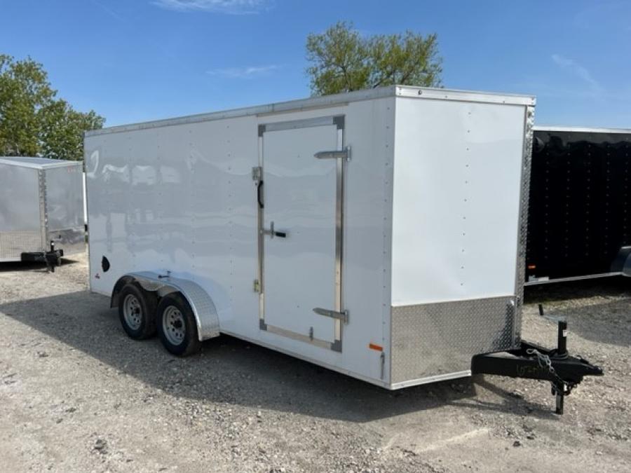 RSWT RC STL V-NOSE ENCL – 7X16 T2 WHITE DBL DOOR 66″ HT image 0