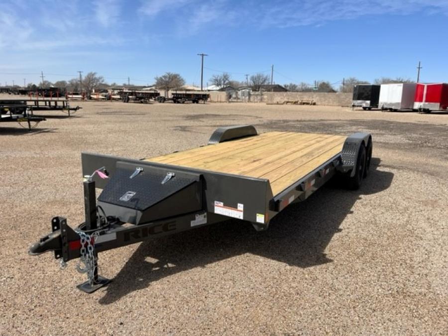 RICE R SERIES – MAGNUM 9.9K CARHAULER 82″ x (20)18+2 DOVE TAIL  – SLIDE IN REAR RAMPS GREY W/TOOLBOX image 0
