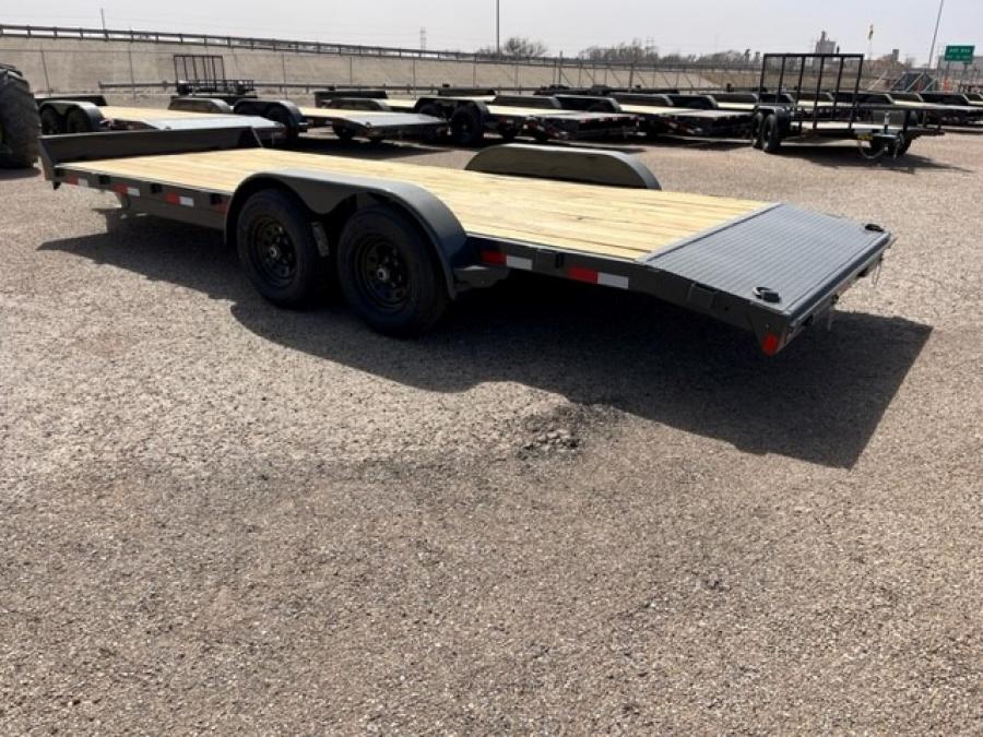RICE R SERIES – MAGNUM 9.9K CARHAULER 82″ x (20)18+2 DOVE TAIL  – SLIDE IN REAR RAMPS GREY W/TOOLBOX image 1