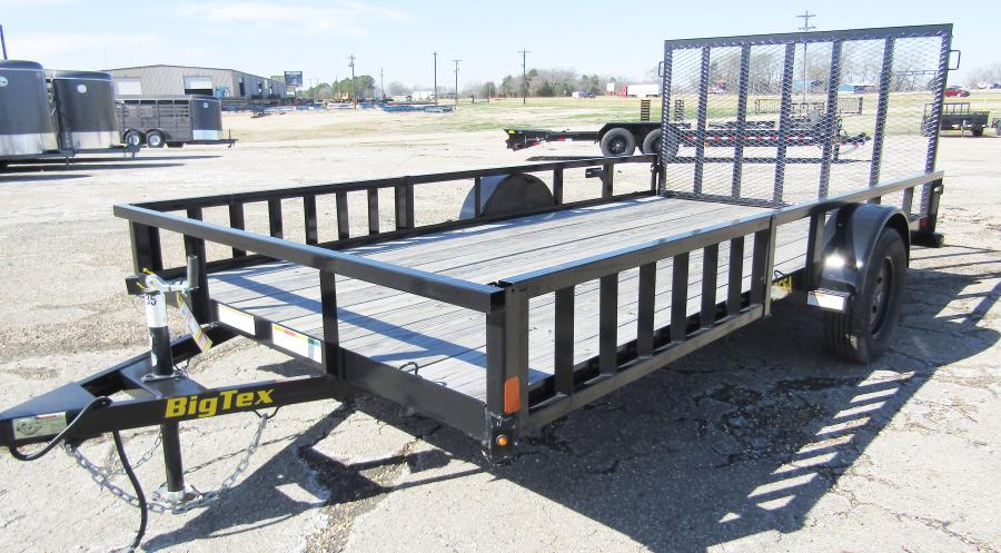 Big Tex 35SA-14RSX ATV Trailer with Side Load 83”x 14’ w/ a 4’ dual spring assisted ramp gate, side load ramps #10077 image 0