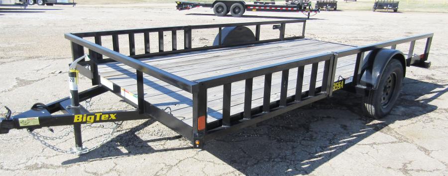 Big Tex 35SA-14RSX ATV Trailer with Side Load 83”x 14’ w/ a 4’ dual spring assisted ramp gate, side load ramps #60928 image 0