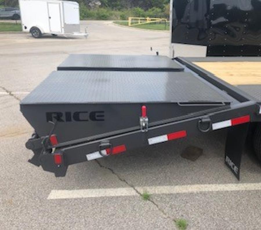2023 Rice 30′ (25+5) single-wheel tandem axle gooseneck trailer w/ mega-ramps, tool box – 15,900 GVWR image 1