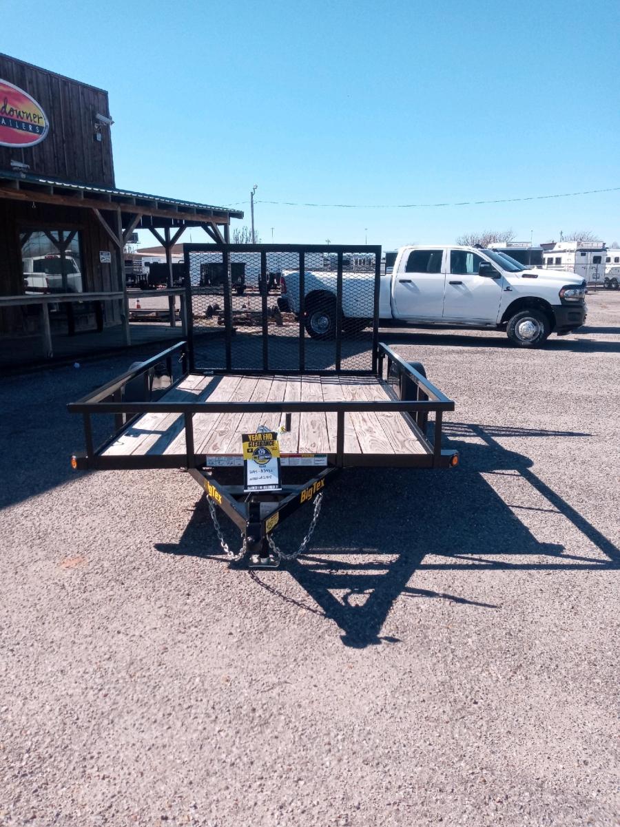2023 Big Tex Single Axle Pipe Top Utility Trailer 77”x10’ w/ a 4’ dual spring assisted ramp gate, spare tire mount. image 0