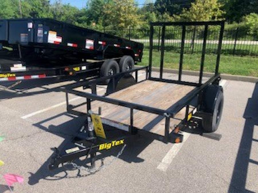 2023 Big Tex 30SA – Single Axle Pipe Top Utility Trailer 60”x 8’ w/ a 4’ spring assisted ramp gate, spare tire mount image 0