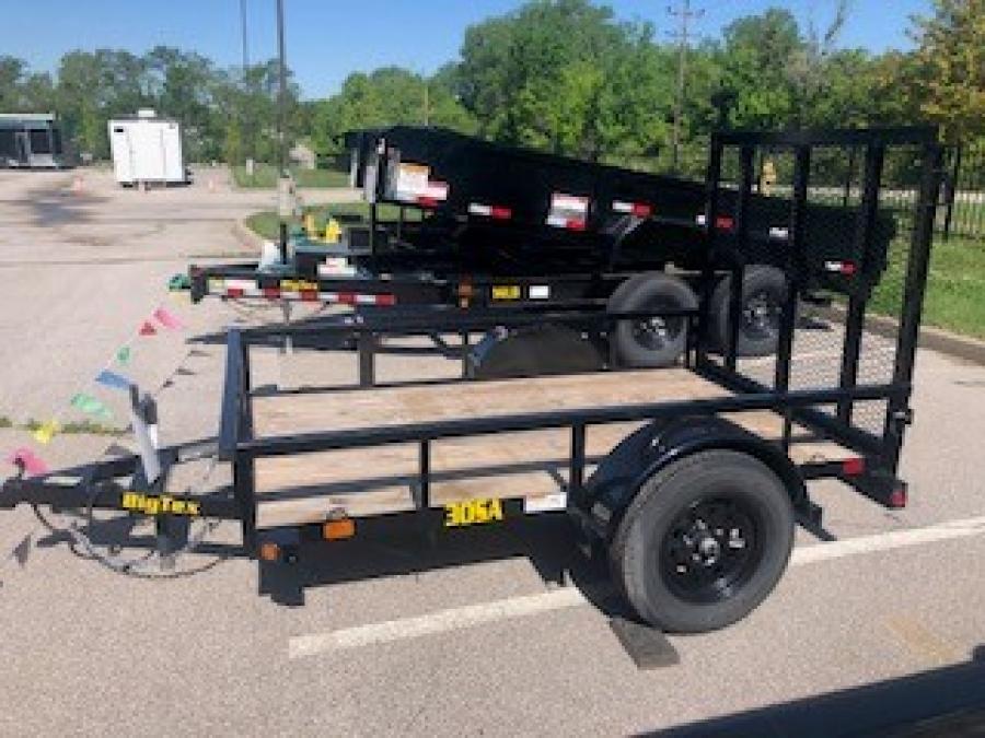 2023 Big Tex 30SA – Single Axle Pipe Top Utility Trailer 60”x 8’ w/ a 4’ spring assisted ramp gate, spare tire mount image 1