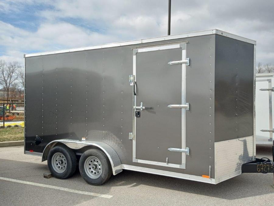 2023 RC Trailers 7×14 wedge enclosed trailer, 7′ interior height, ramp door, charcoal image 0
