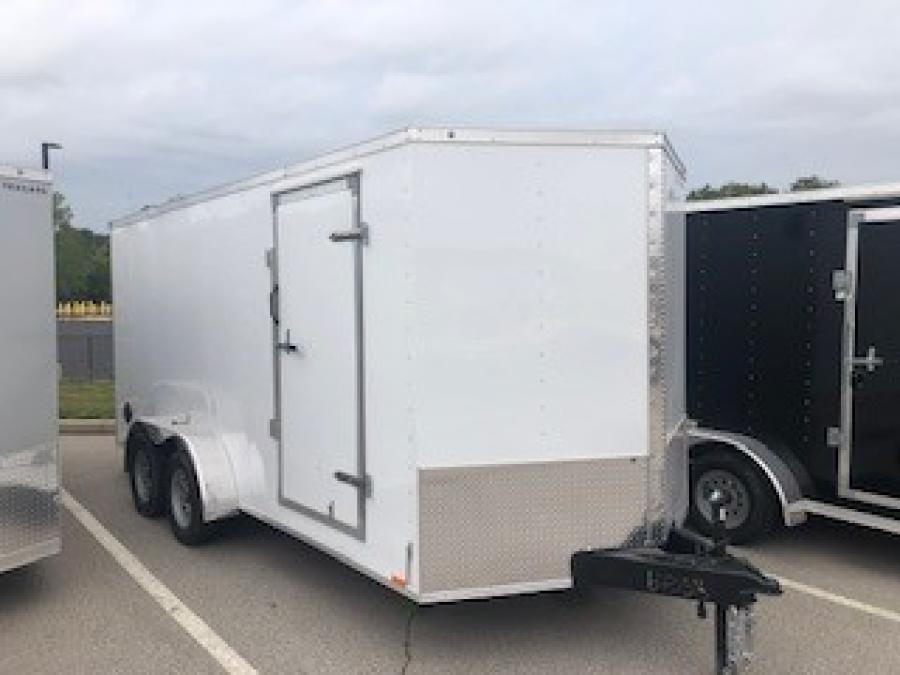 2023 RC Trailers 7×16 wedge enclosed trailer, ramp door, white image 0