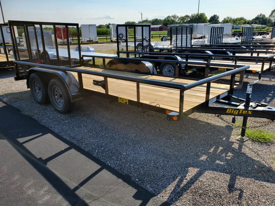 2024 Big Tex Tandem Axle Pipe Top Utility Trailer 77”x 12’ w/ a 4’ dual spring assisted ramp gate, spare tire mount, brakes. image 0