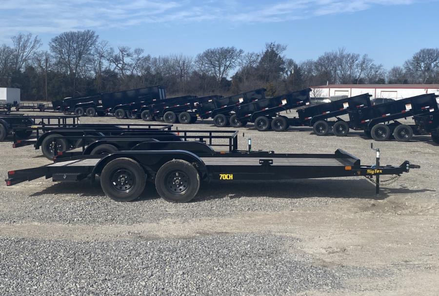 2024 Big Tex Tandem Axle Car Hauler 83”x 18’ w/4’ Slide Out Ramps, Spare Tire Mount, Brakes image 0