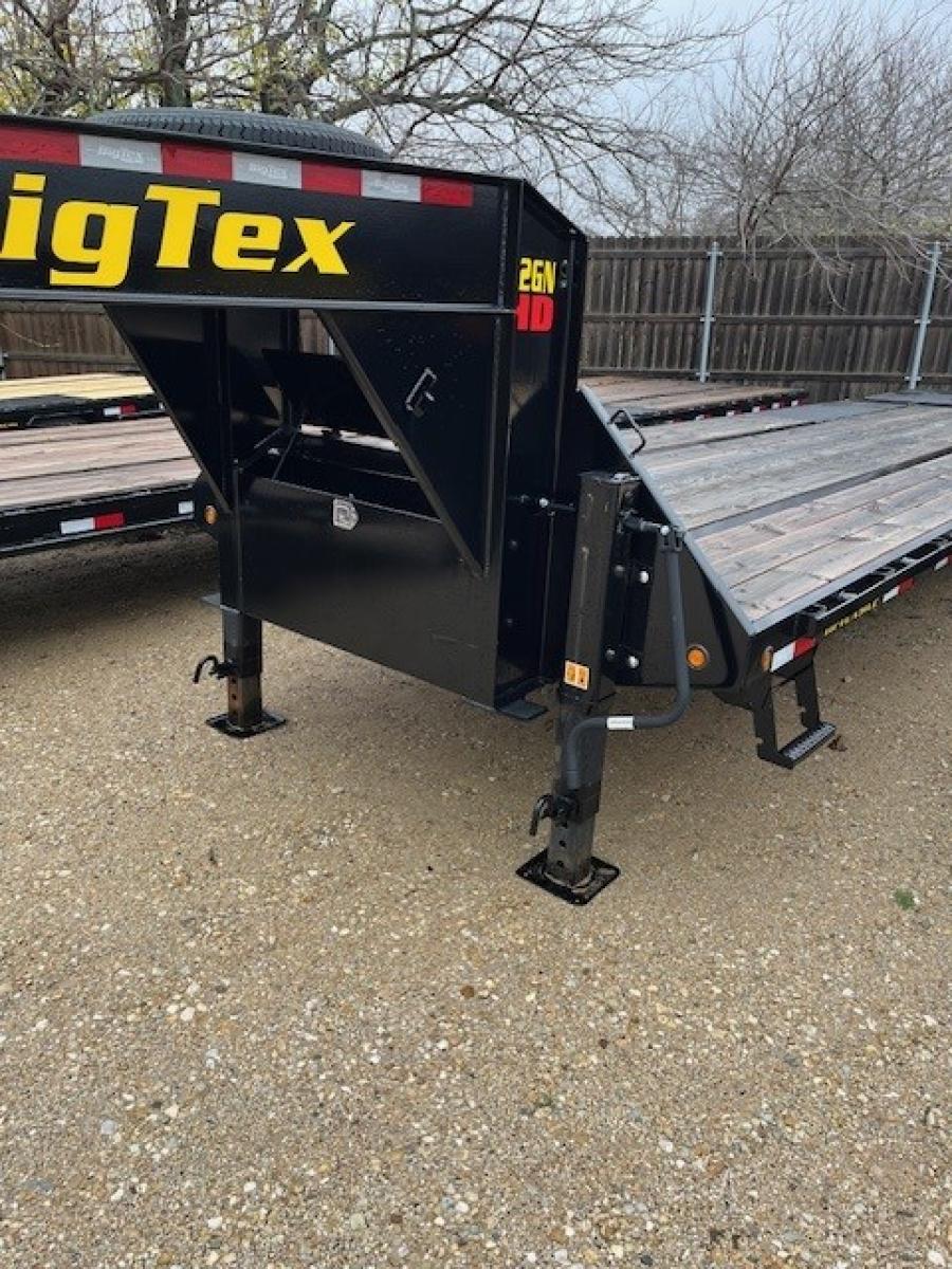 ***ON CLEARANCE*** Big Tex 22GN-30D5A-MRBK (102″W x 30′ Deck + 5′ Mega Ramp, Dual Wheel Tandem Axle Gooseneck Trailer, NEW Demco Easy Latch Style Coupler with Spare Tire Mount) image 1