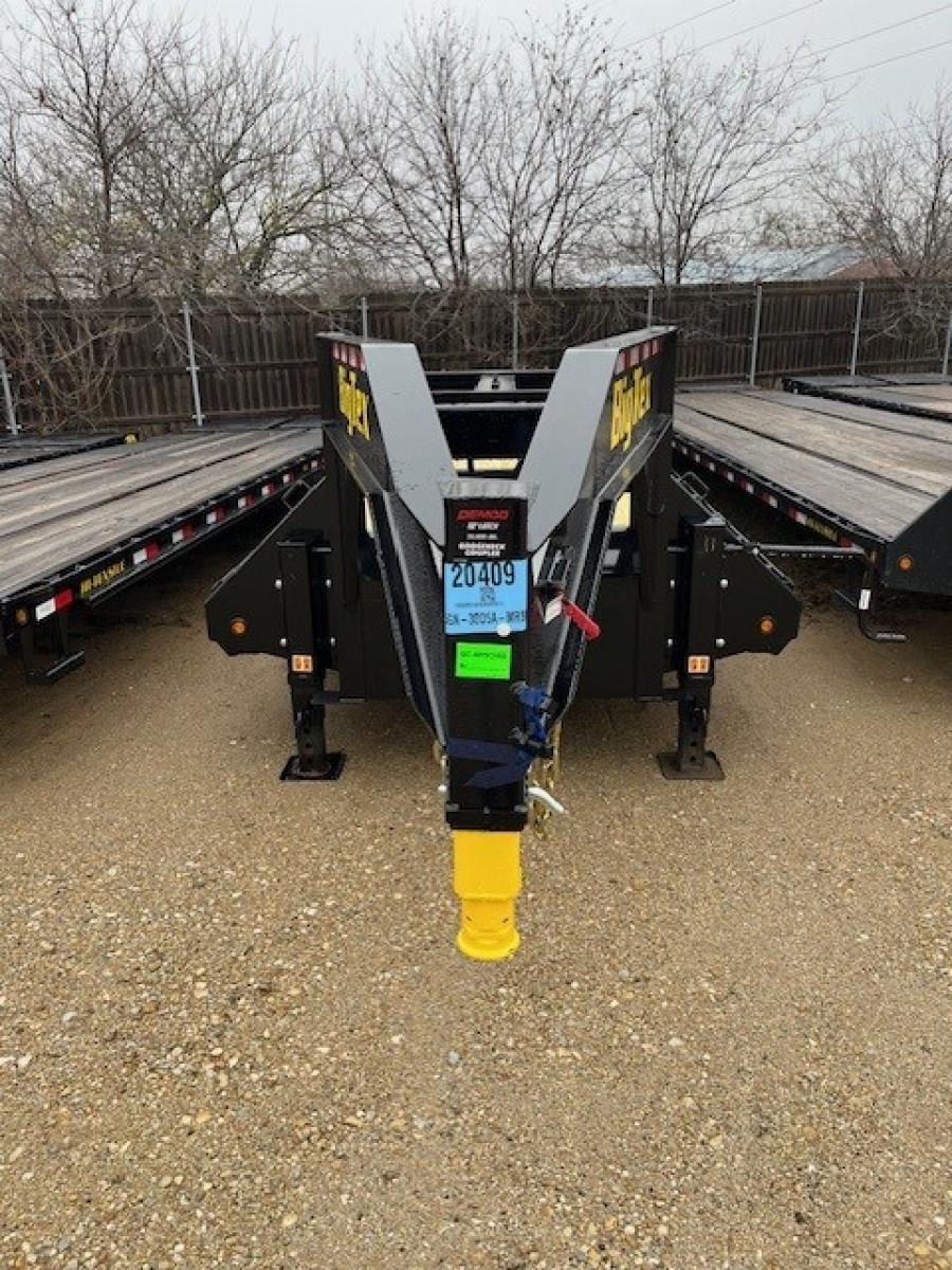 ***ON CLEARANCE*** Big Tex 22GN-30D5A-MRBK (102″W x 30′ Deck + 5′ Mega Ramp, Dual Wheel Tandem Axle Gooseneck Trailer, NEW Demco Easy Latch Style Coupler with Spare Tire Mount) image 0
