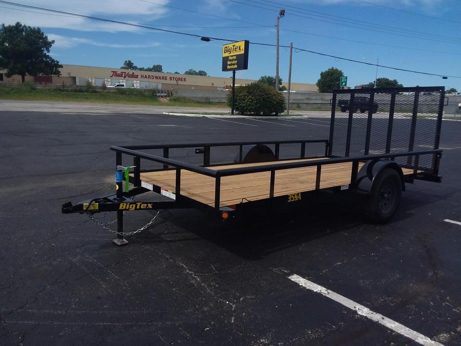 2024 Big Tex Single Axle Pipe Top Utility Trailer 77”x14’ w/ a 4’ dual spring assisted ramp gate, spare tire mount. image 1