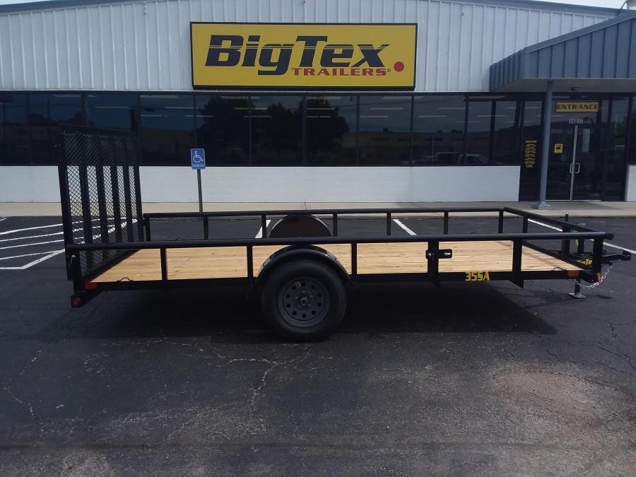2024 Big Tex Single Axle Pipe Top Utility Trailer 77”x14’ w/ a 4’ dual spring assisted ramp gate, spare tire mount. image 2