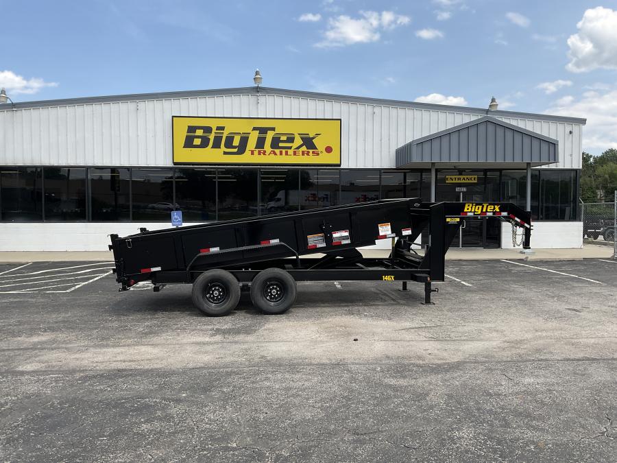 2024 Big Tex Heavy Duty Tandem Axle Gooseneck Dump Trailer 83”x 14’ w/ combo gate, spare tire mount, 6’ slide in ramps, tarp kit. image 0