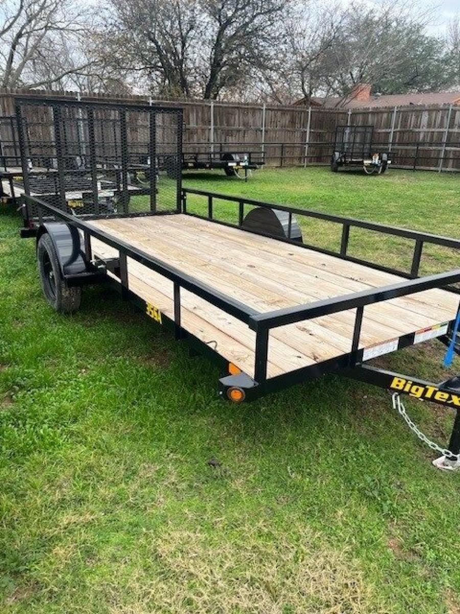 2024 Big Tex Single Axle Pipe Top Utility Trailer 77”x12’ w/4’ dual spring assisted ramp gate, spare tire mount. image 0