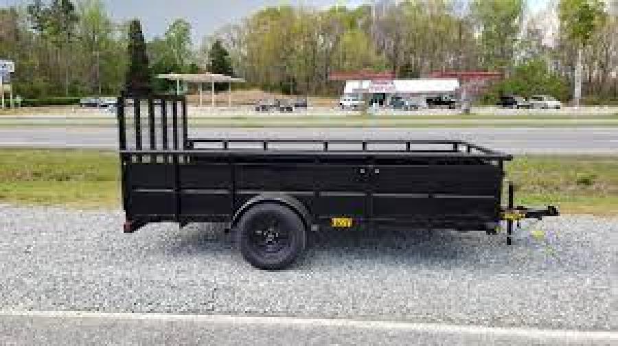 2024 Big Tex Single Axle Vanguard Trailer 77”x 12w/ 28.5” tall sides, 4’ dual spring assisted gate, and spare tire mount. image 1