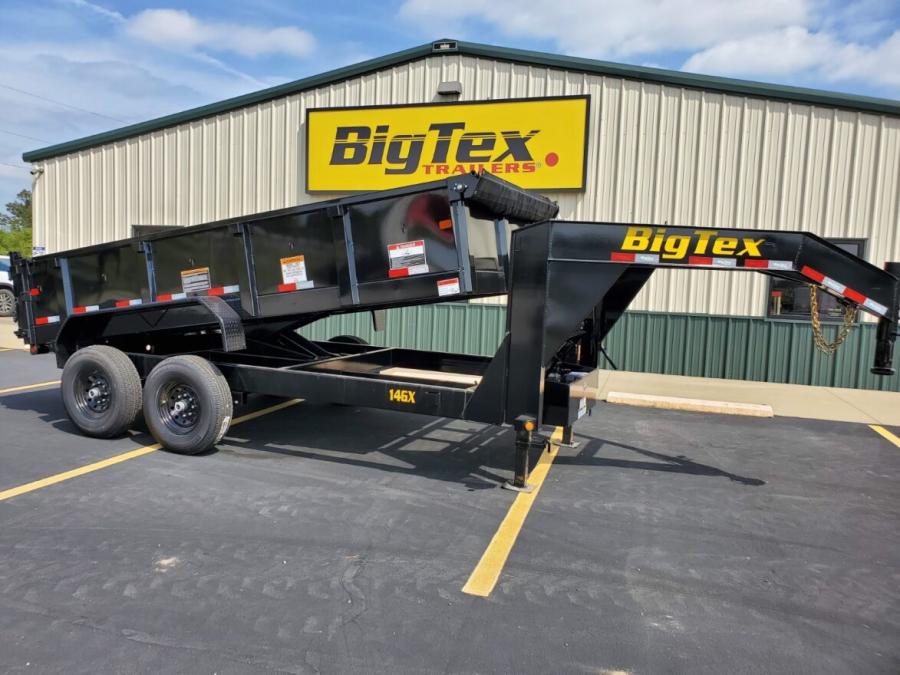 Big Tex 14GX 16ft Gooseneck Dump Trailer w/ Tarp Kit, Scissor Hoist, ComboGate, Pull Out Ramps, Built in Battery Charger image 0