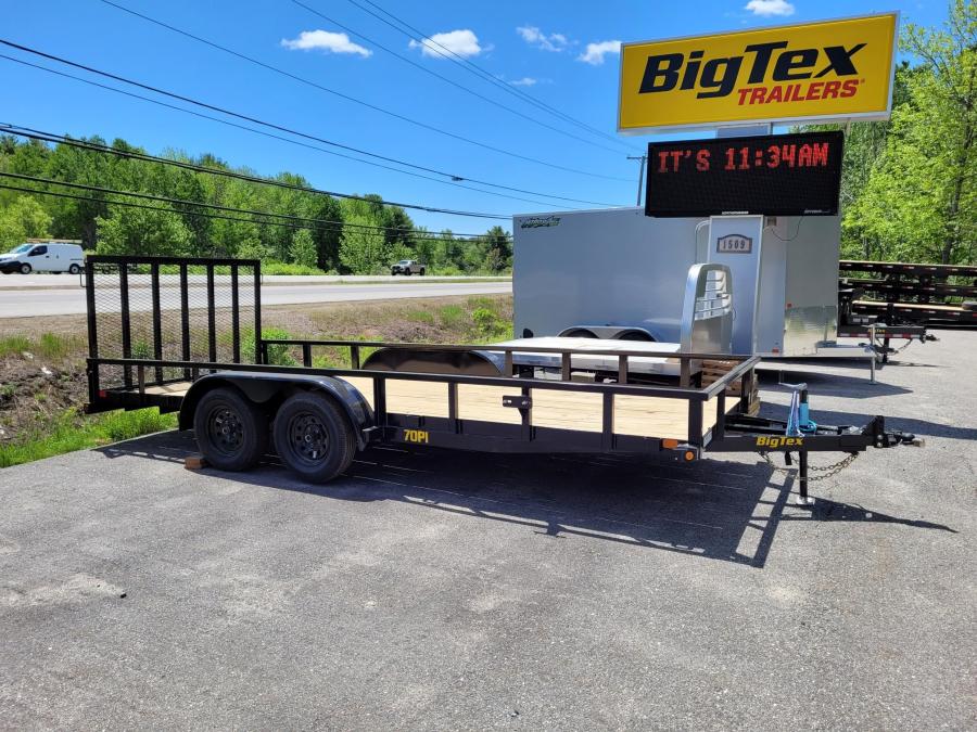 Big Tex 70PI 83”x20’ 7K Tandem Axle Pipe Top Utility Trailer w/ 4’ Spring Assisted Ramp Gate, Spare Mount, and 2 Braked Axles. image 0