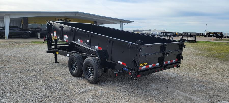 2024 Big Tex Heavy Duty Tandem Axle Gooseneck Dump Trailer 83”x 16’ w/ combo gate, spare tire mount, 6’ slide in ramps, tarp kit.  BLACK image 1