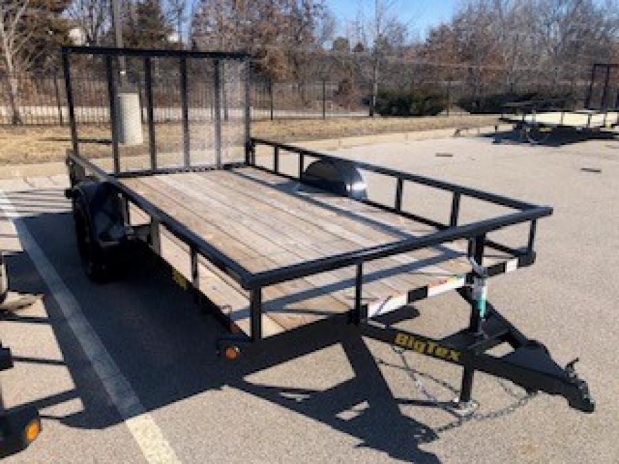 2024 Big Tex Single Axle Pipe Top Utility Trailer 77”x12’ w/ a 4’ dual spring assisted ramp gate, spare tire mount. image 0