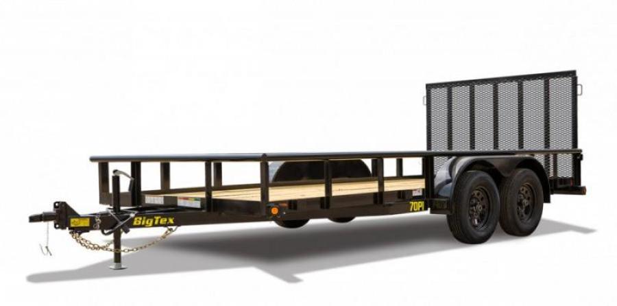 Big Tex 70PI 83”x20’ 7K Tandem Axle Pipe Top Utility Trailer w/ 4’ Spring Assisted Ramp Gate, Spare Mount, and 2 Braked Axles. image 4
