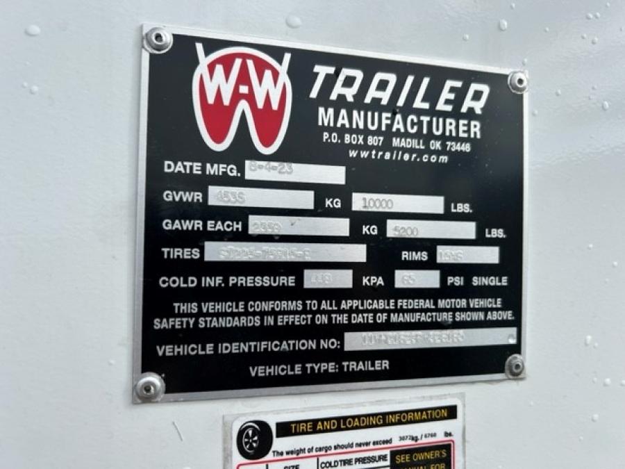 STEEL COMMERCIAL GRADE  W-W TRAILER 16′ STEEL CARGO 16’X6’8″X66″ 5.2K 2B RD image 5