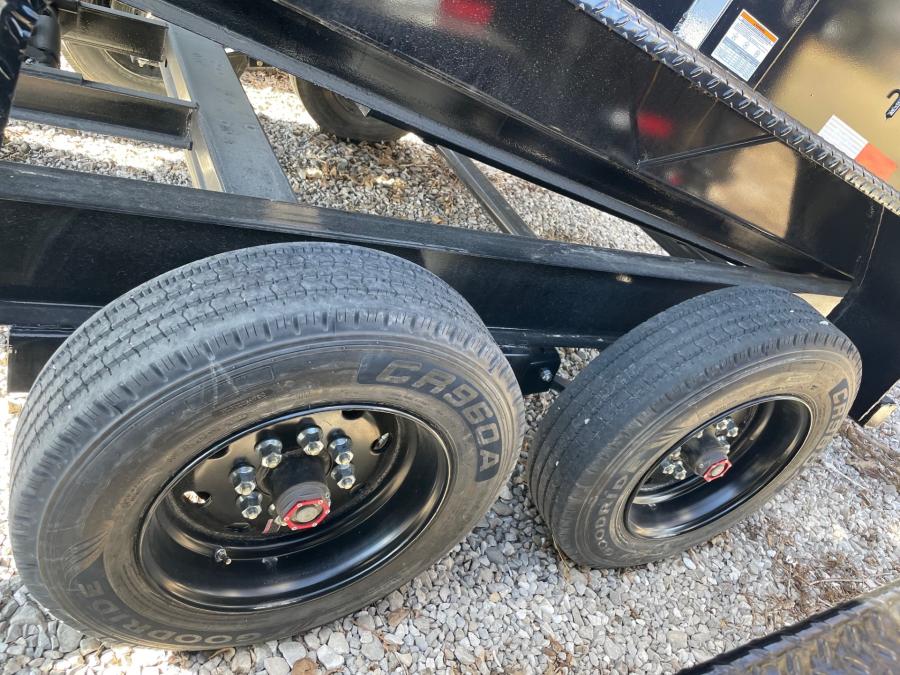 Big Tex 16GX GN Dump Trailer (83″x 14ft) w/ 8,000# Axles (17,500# GVWR), 17.5″ 16 Ply Tires, Rollover Tarp Kit, ComboGate, Rear Stabilization Jacks, Ramps, Built in Charger image 1