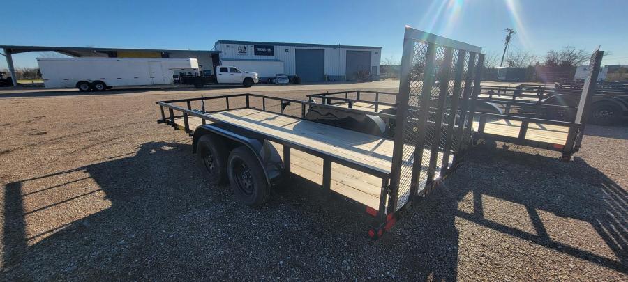 2024 Big Tex Tandem Axle Pipe Top Utility Trailer 77”x 16’ w/4’ Dual Spring Assisted Gate, Spare Tire Mount, Brakes image 0