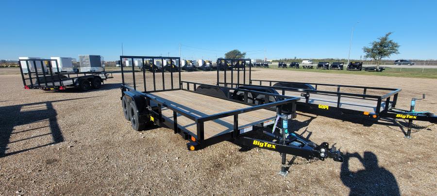 2024 Big Tex Tandem Axle Extra Wide Pipe Top Utility Trailer 83”x 16’ w/4’ Dual Spring Assisted Gate, Spare Tire Mount, Brakes image 0