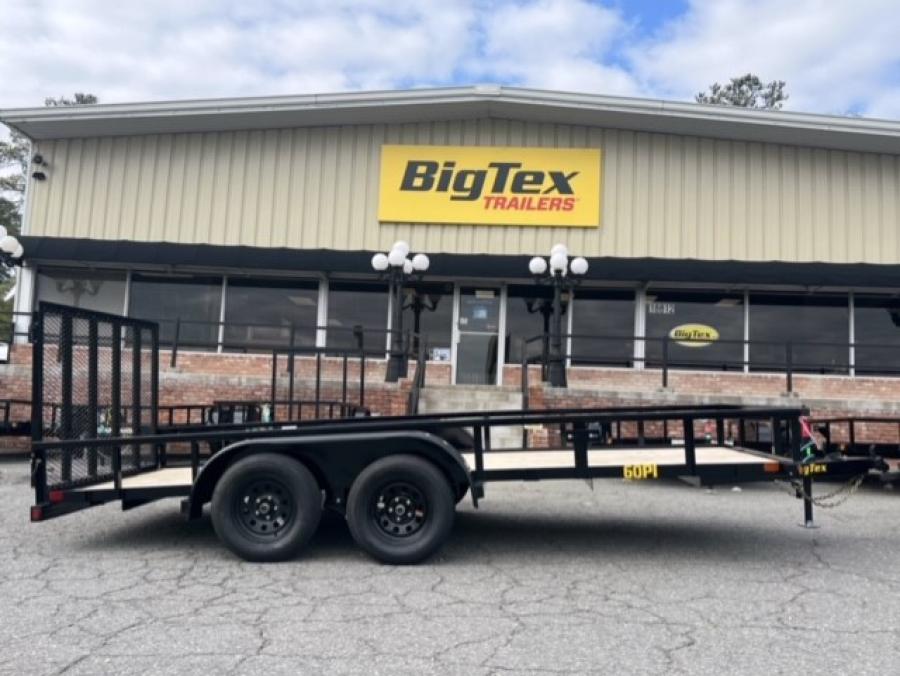 2024 Big Tex Tandem Axle Pipe Top Utility Trailer 77”x 14’ w/ a 4’ dual spring assisted ramp gate, spare tire mount, brakes. image 0