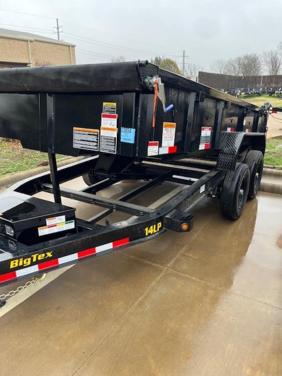 Big Tex 14LP-14BKSIRPD (83″W x 14’L, 2′ Side Walls, Heavy Duty Ultra Low-Profile Dump with Scissor Hoist, Power Up/Power Down, with Spare Tire Mount, 6′ Slide-in-ramps and Tarp Included) image 2