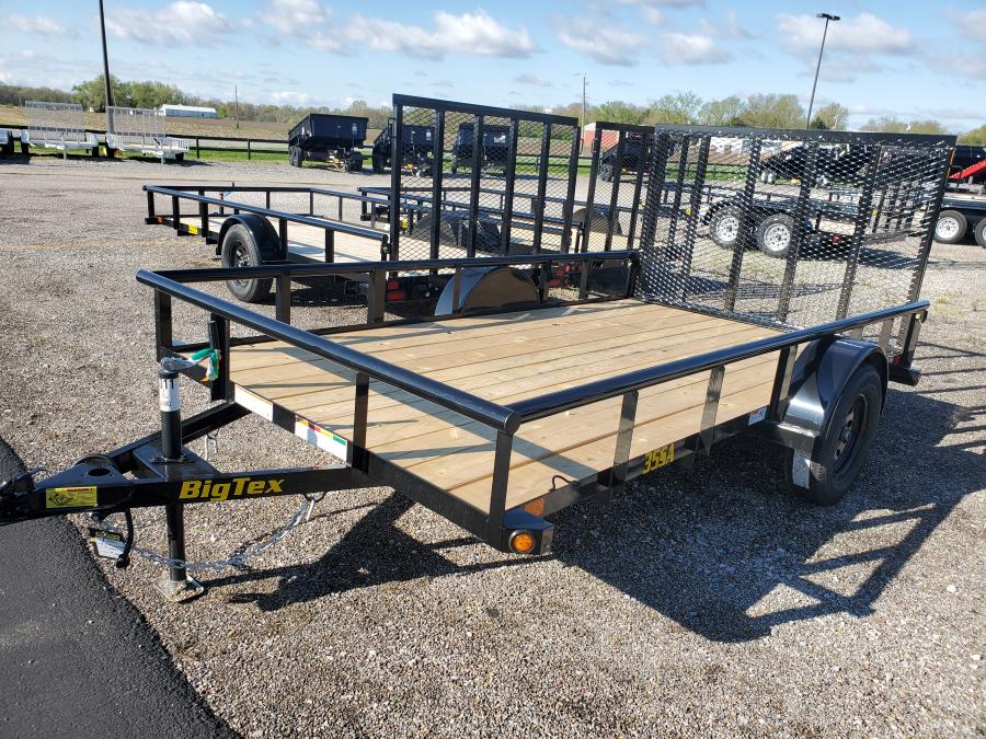 2024 Big Tex Single Axle Pipe Top Utility Trailer 77”x14’ w/4’ Dual Spring Assisted Ramp Gate, Spare Tire Mount image 0