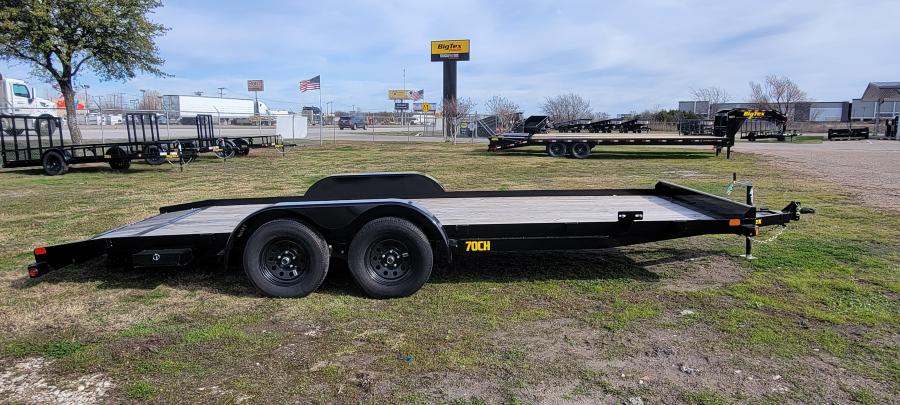 2024 Big Tex Tandem Axle Car Hauler 83”x 20’ w/ 4’ slide out ramps, spare tire mount, brakes. image 0