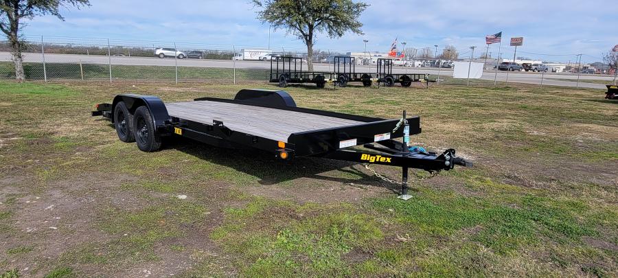 2024 Big Tex Tandem Axle Car Hauler 83”x 20’ w/ 4’ slide out ramps, spare tire mount, brakes. image 1