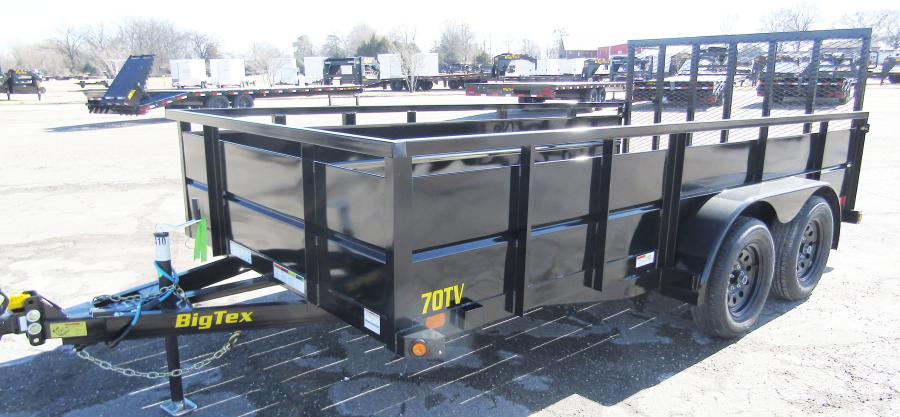 Big Tex 70TV Vanguard Trailer 83”x 14’ w/ 29 3/8” tall sides, 4’ gas shock assisted gate, #46590 image 0