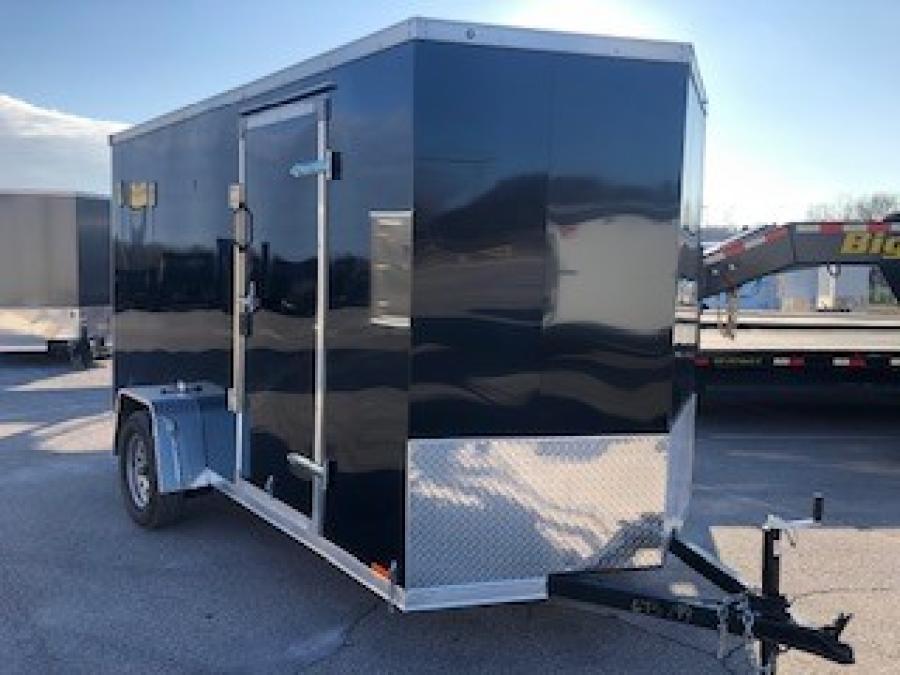 2024 RC Trailers 6×12 single-axle wedge enclosed trailer, ramp door, black image 0
