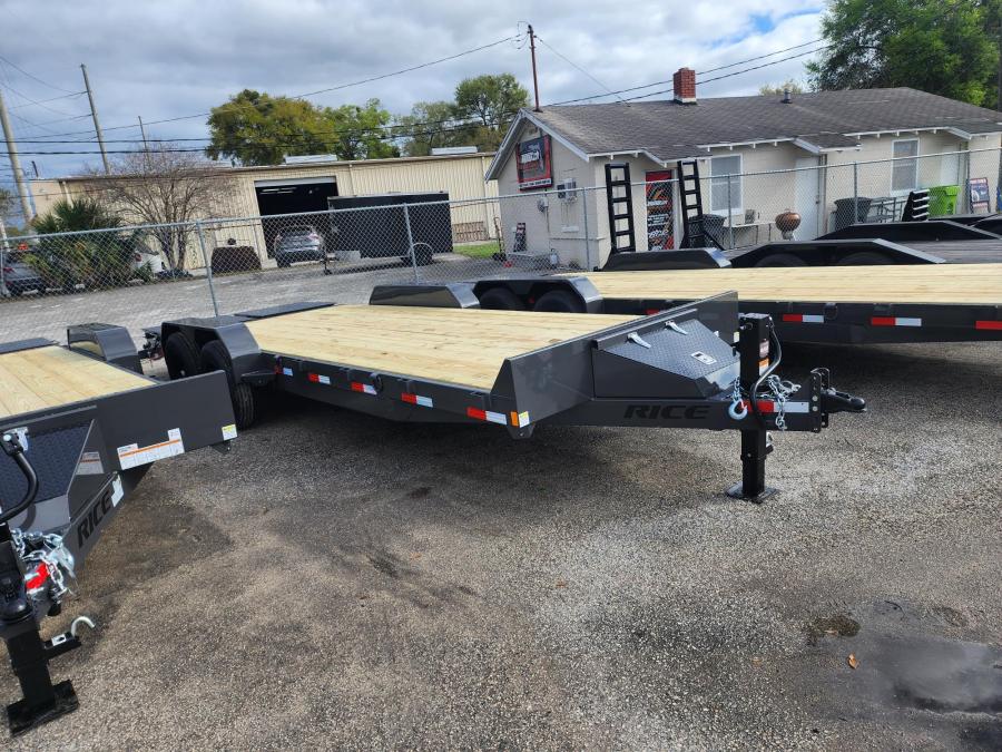 Rice Trailers MAGNUM 14K EQUIPMENT HAULER 18+3 GREY, Max Ramps, Tool Box, 10K Jack Image 0