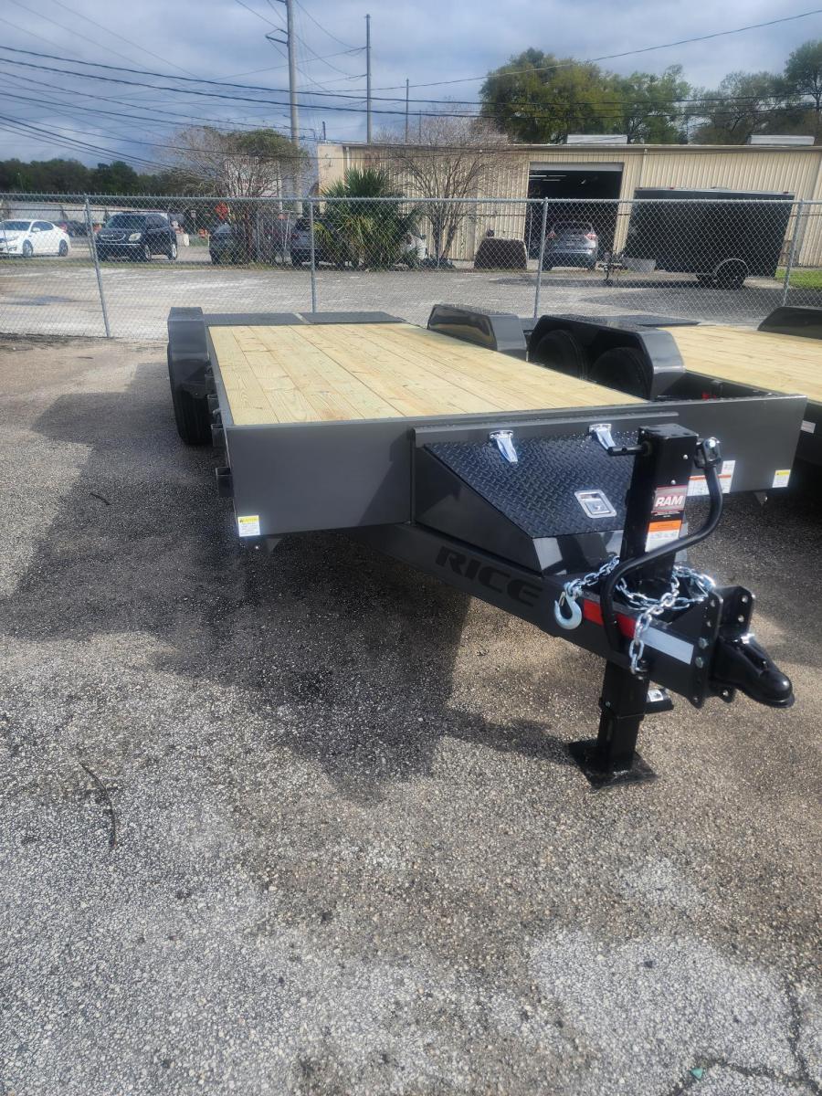 Rice Trailers MAGNUM 14K EQUIPMENT HAULER 18+3 GREY, Max Ramps, Tool Box, 10K Jack Image 1