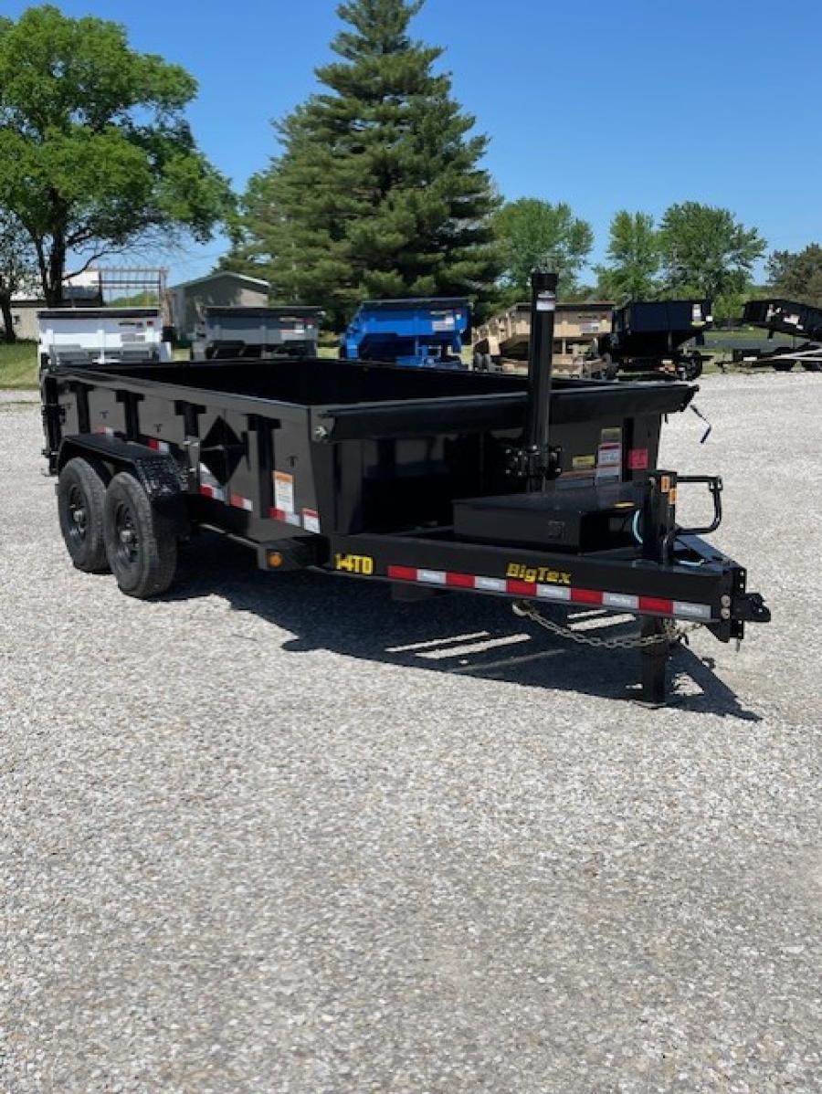 Big Tex 14TD 14K Low Profile TELESCOPIC Dump Trailer 83″x14, w/ Rollover Tarp Kit, Rear Support Jacks, Ramps, 3 Way ComboGate, Built in Battery Charger image 1