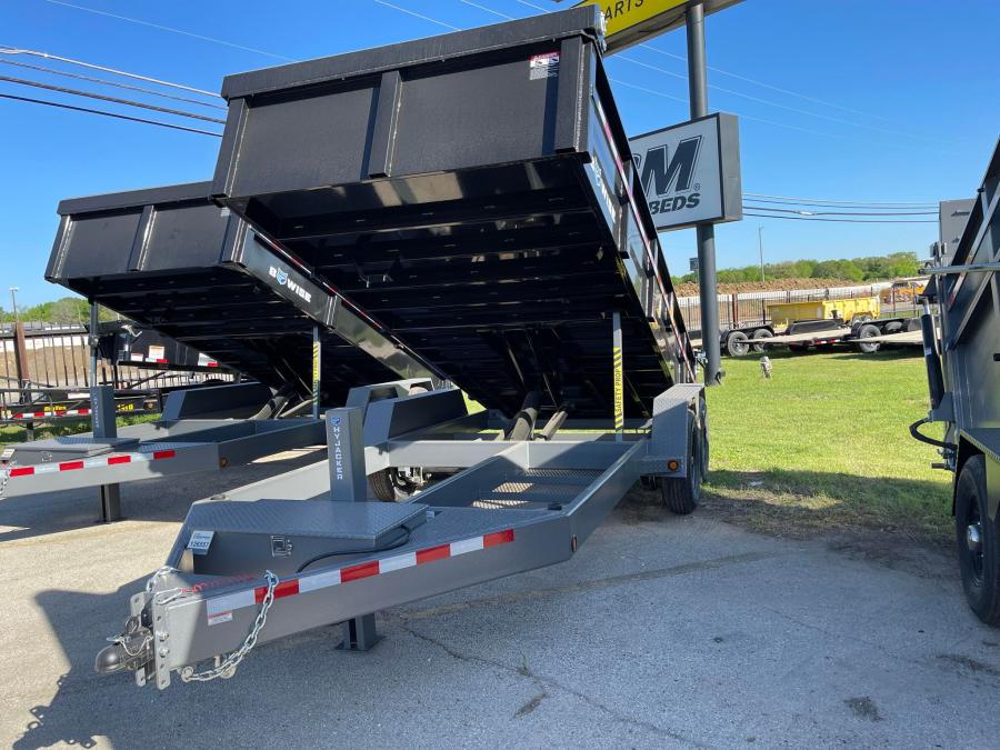 *PRICE DROP*2024 BWISE DLP14-15 15K (7’x14) 2ft Side Heavy Duty DUMP w/10K Hydraulic Hyjacker, Combo Gate, Spare Tire Included, 6’ Slide In Ramps, Tarp Kit-BLACK #004912 Image 0