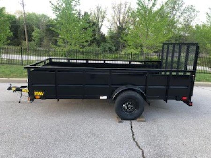 2024 Big Tex 35SV – 77″ x 12′ Single Axle Landscape Trailer w/ a 4′ spring assisted ramp gate, spare tire mount image 1
